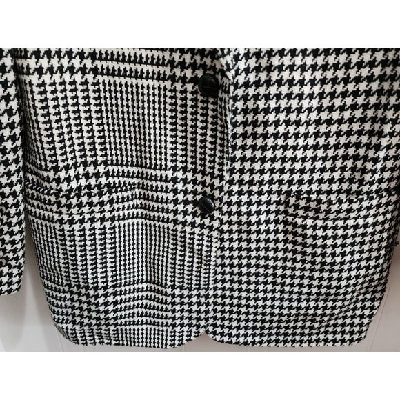 Vtg 80s Ventura Women’s Blazer Jacket Wool Blend Suede Collar Houndstooth Size M - Picture 5 of 9